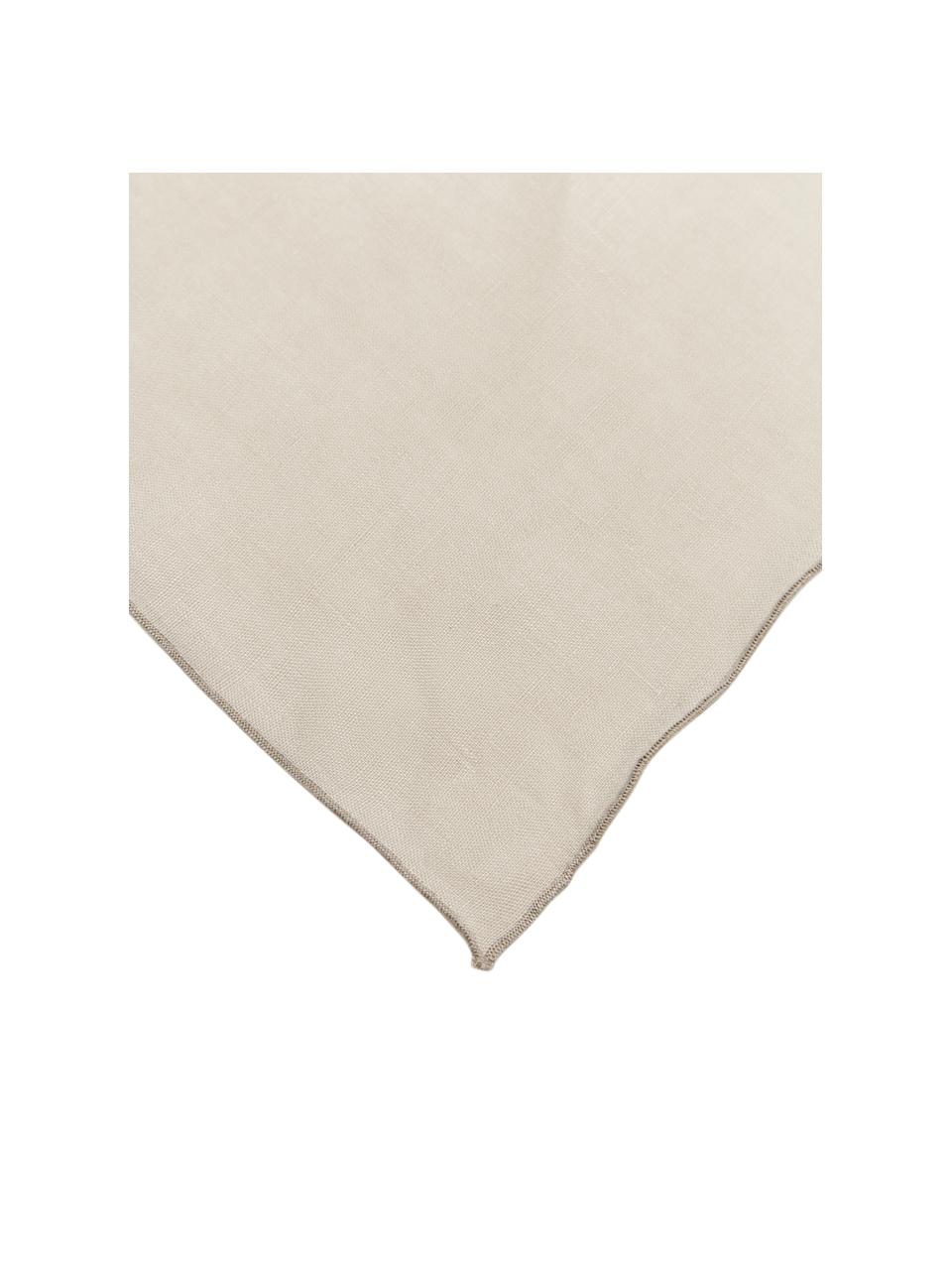 Mantel de lino con ribete Kennedy, 100% lino lavado con certificado European Flax, Beige, An 140 x L 250 cm