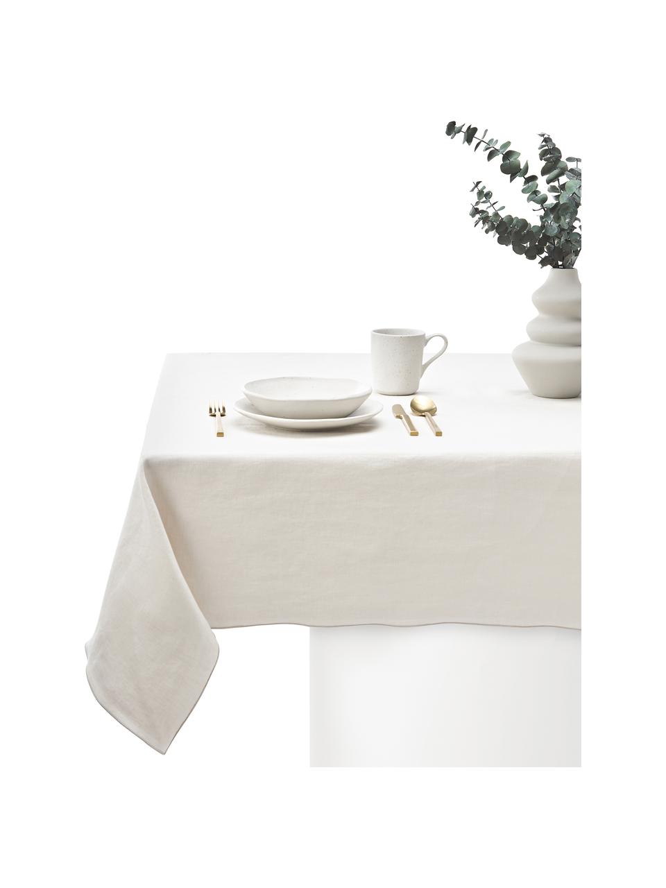 Leinen-Tischdecke Kennedy mit Umkettelung, 100 % gewaschenes Leinen, European Flax zertifiziert, Beige, B 140 x L 250 cm