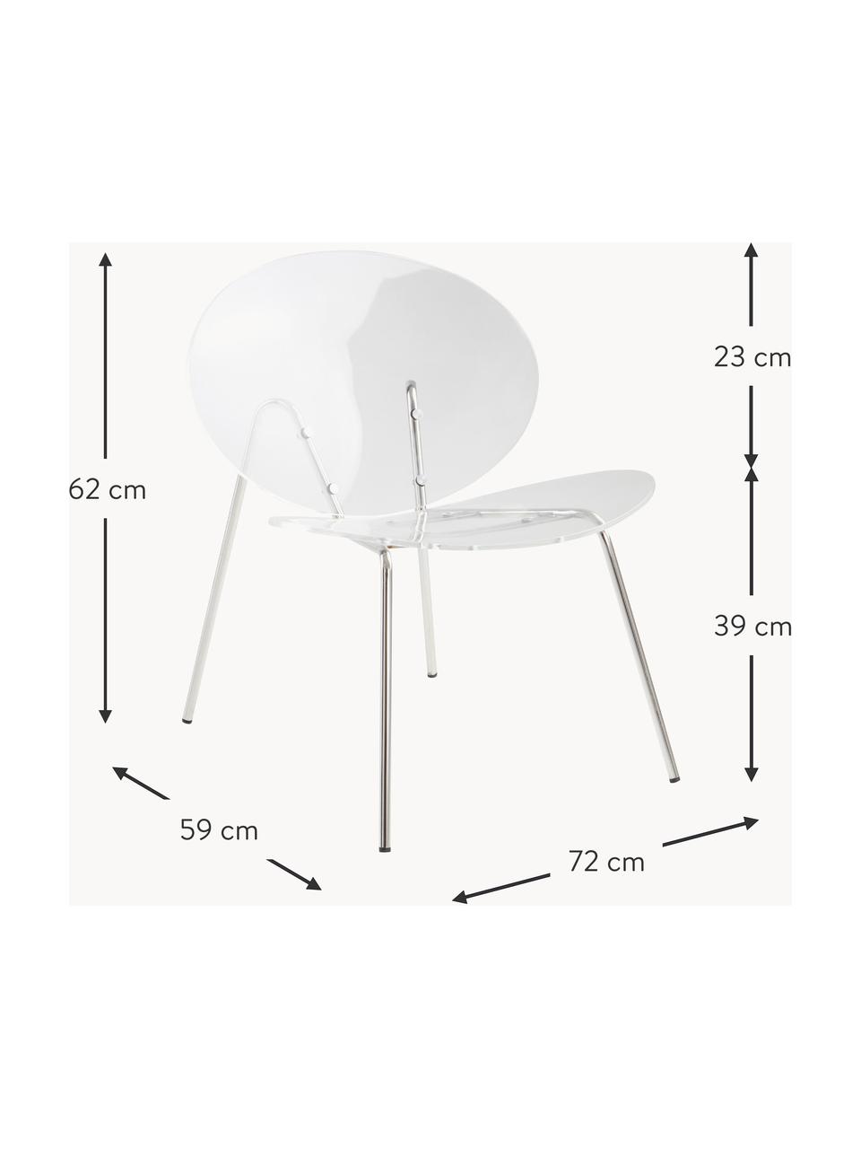 Silla de plastico Conway, Estructura: acero inoxidable cromado, Transparente, plateado, An 72 x Al 59 cm