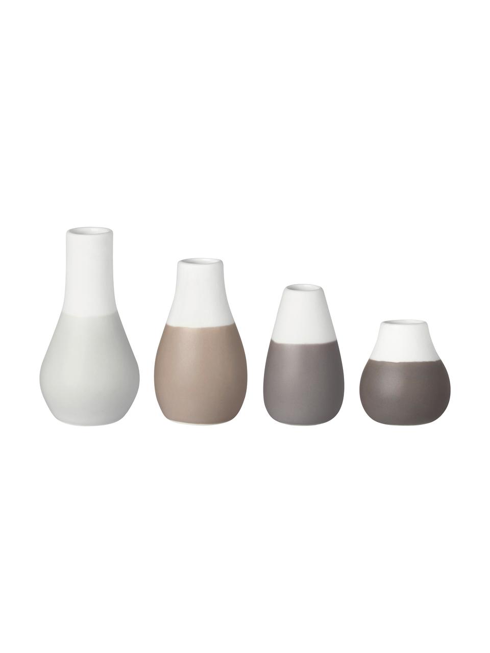 XS-Vasen-Set Pastell aus Steingut, 4-tlg., Steingut mit Glasur, Brauntöne, Weiß, Sondergrößen
