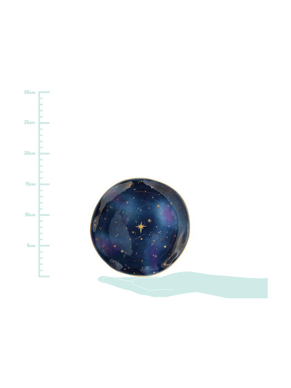 Platos postre Galaxy, 4 uds., Porcelana, Azul, dorado, Ø 16 x Al 2 cm