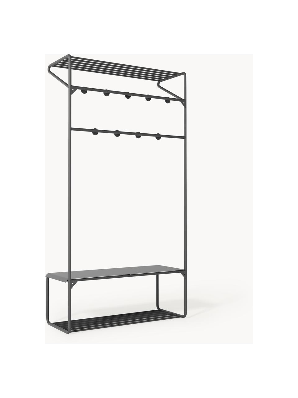 Wand-Garderobe Nash aus Metall, Metall, pulverbeschichtet, Schwarz, B 80 x H 152 cm