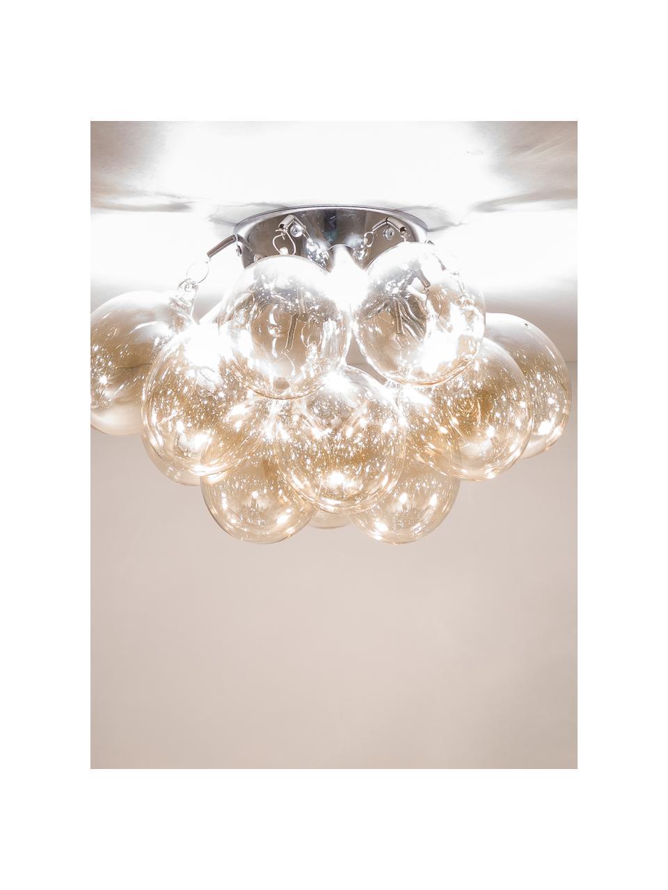 Kleine Glaskugel Deckenleuchte Gross, Baldachin: Nickel, verchromt, Beige, transparent, Ø 30 x H 20 cm