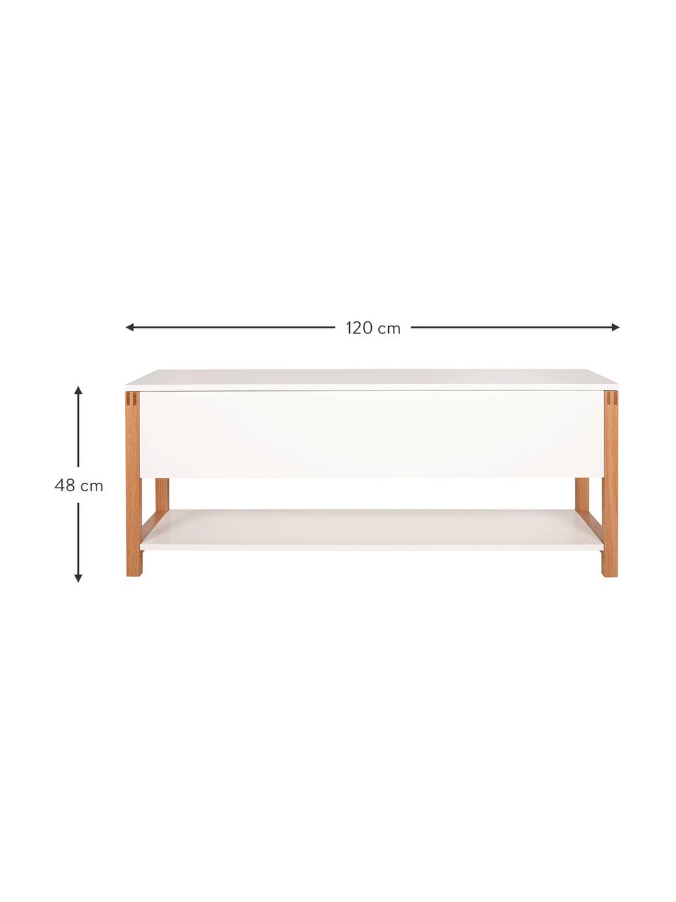Garderoben-Sitzbank Northgate mit Stauraum, Rahmen: Eichenholz, FSC-zertifizi, Weiß, B 120 x H 48 cm