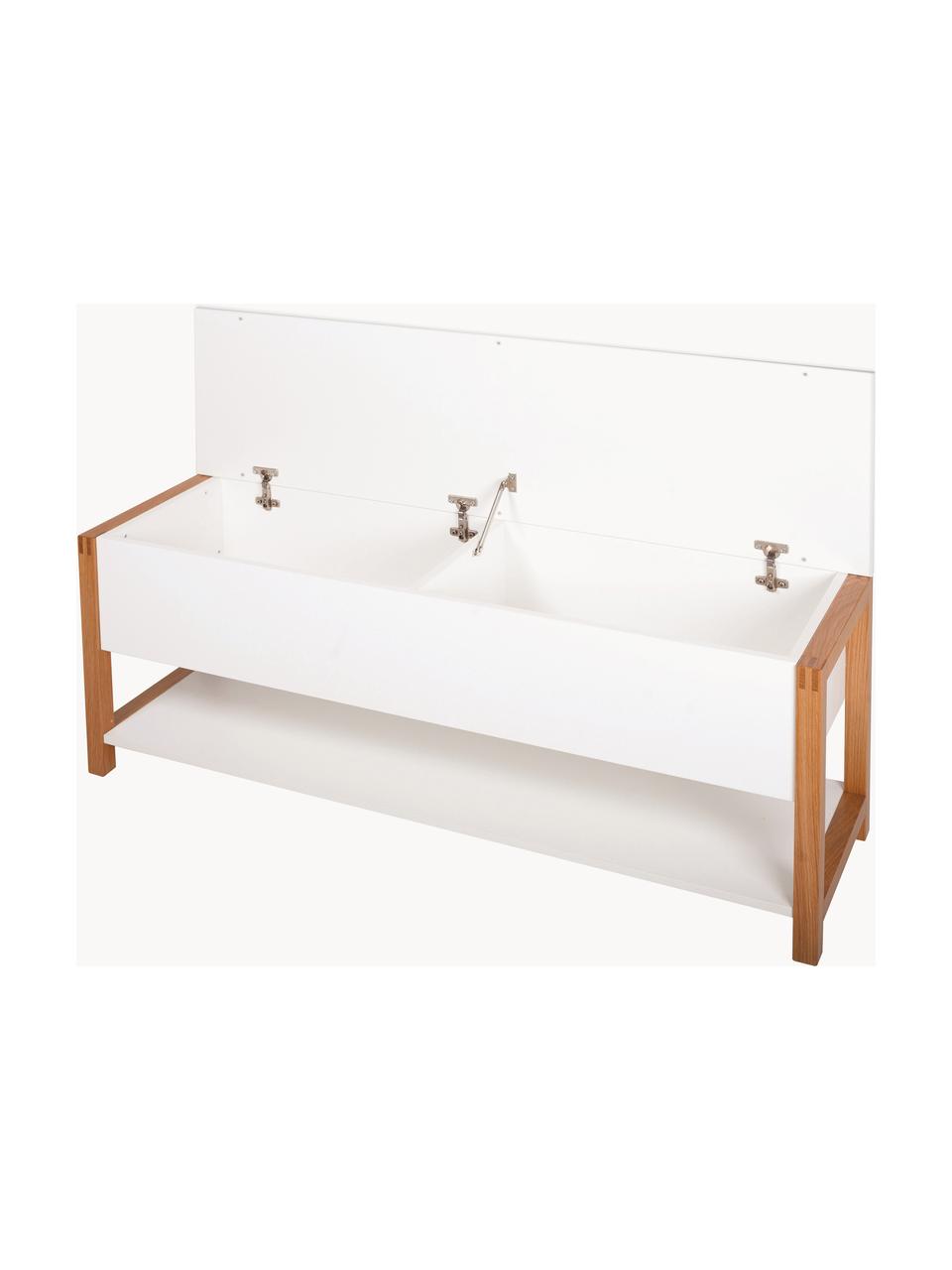 Garderoben-Sitzbank Northgate mit Stauraum, Rahmen: Eichenholz Dieses Produkt, Weiß, Eichenholz, B 120 x H 48 cm