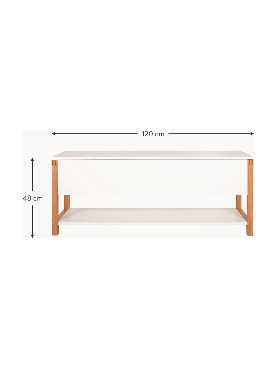 Garderobenbank Northgate met opbergruimte, Lijst: eikenhout, FSC-gecertific, Wit, B 120 cm x H 48 cm