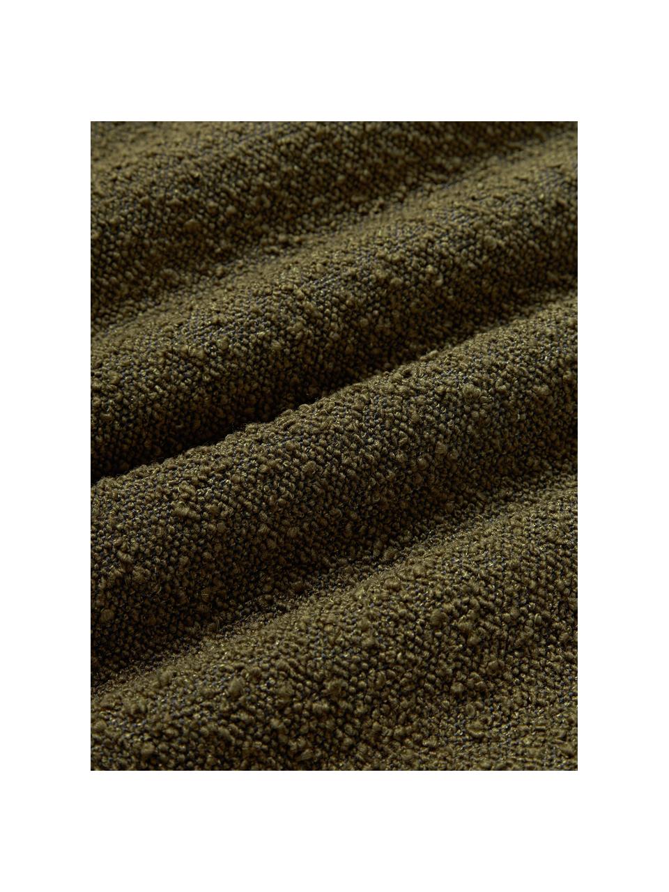 Cojín en tejido bouclé sofá Lennon, Funda: 80% poliéster, 20% acríli, Bouclé verde oliva, An 70 x L 70 cm