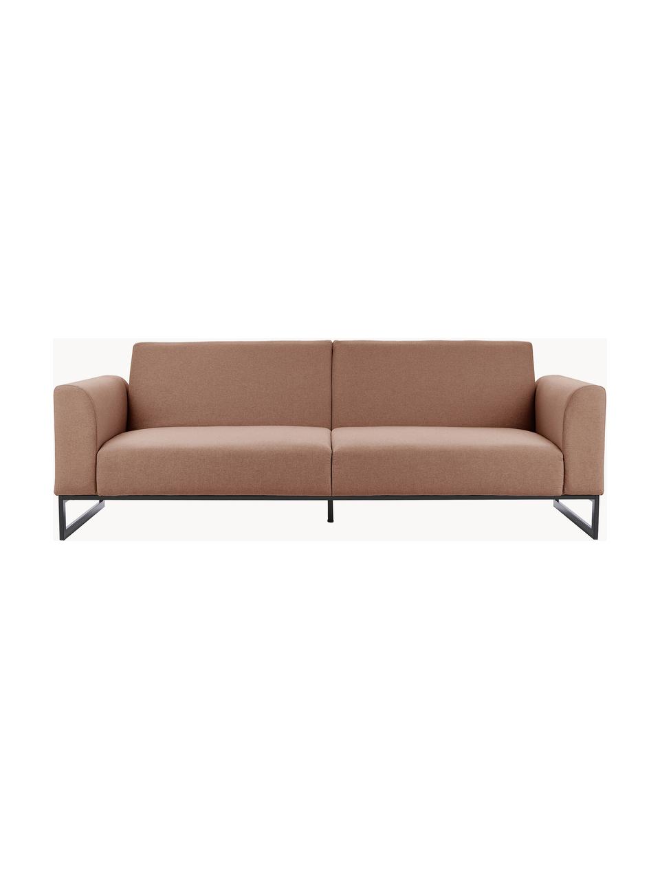 Schlafsofa Josephine (3-Sitzer), Bezug: 100% Polyester Der hochwe, Gestell: Massives Kiefernholz und , Füße: Metall, Webstoff Nougat, B 238 x T 85 cm