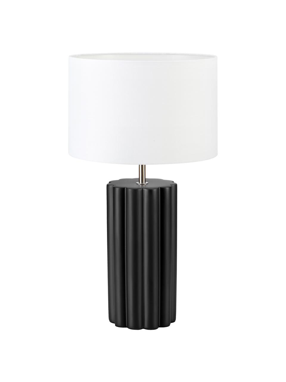 Moderne Keramik-Tischlampe Column, Lampenschirm: Stoff, Weiss, Schwarz, Ø 24 x H 44 cm