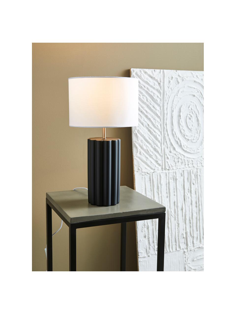 Moderní keramická stolní lampa Column, Bílá, černá, Ø 24 cm, V 44 cm