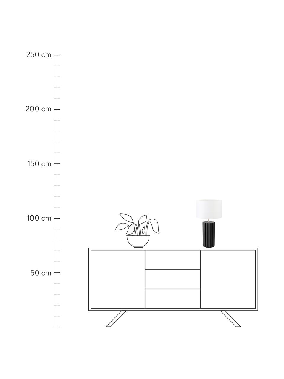 Moderná keramická stolová lampa Column, Biela, čierna, Ø 24 x V 44 cm