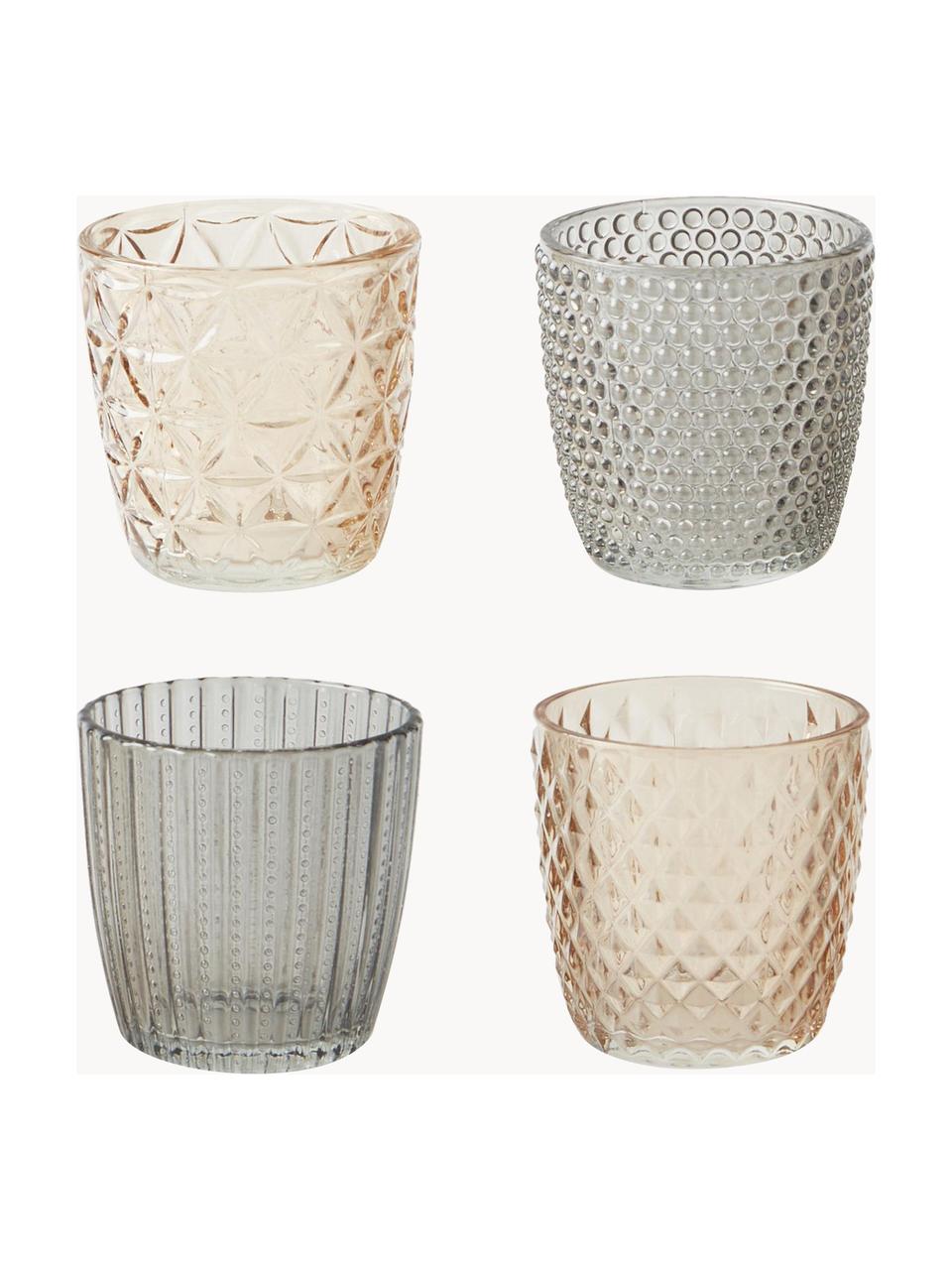 Teelichthalter Marilu aus Glas, 4er-Set, Glas, Beigetöne, Ø 8 x H 8 cm