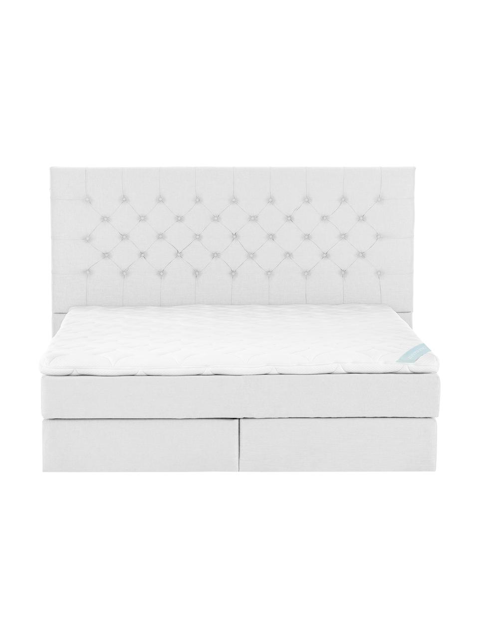 Łóżko kontynentalne premium Phoebe, Nogi: lite drewno bukowe, lakie, Jasny szary, 200 x 200 cm