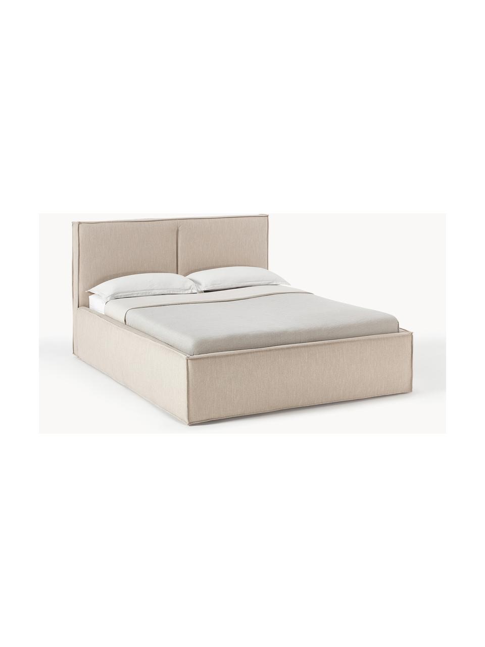 Cama tapizada Dream, Tapizado: poliéster (texturizado) A, Estructura: madera de pino maciza y m, Tejido beige, An 160 x L 200 cm