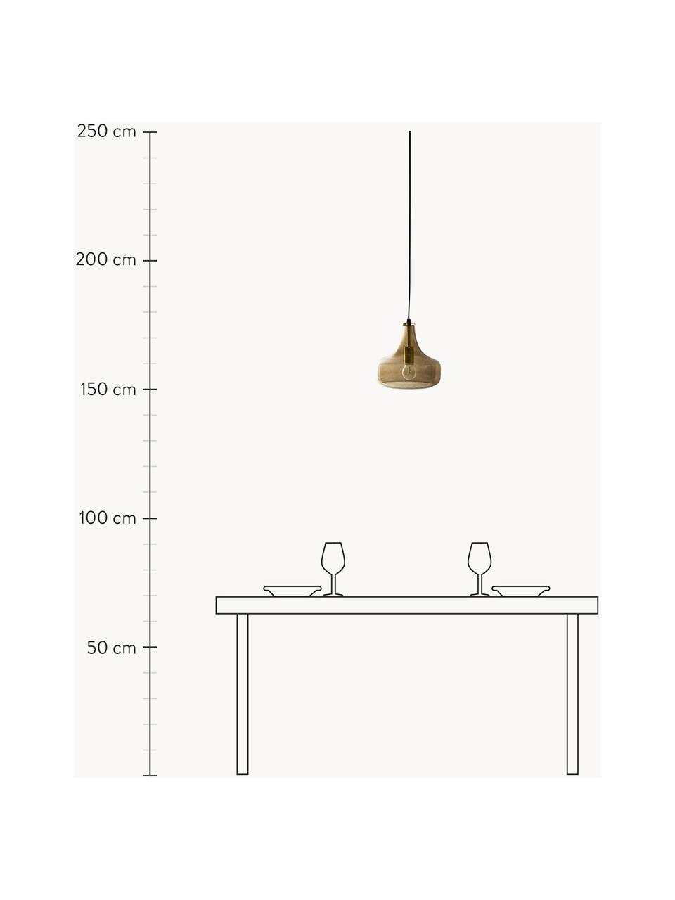 Kleine Pendelleuchte Yuser aus gefärbtem Glas, Lampenschirm: Glas, Dekor: Metall, beschichtet, Greige, Ø 26 x H 23 cm