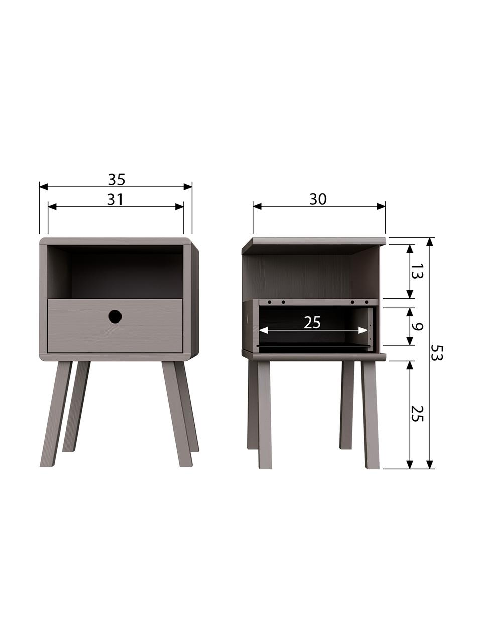 Table de chevet grise avec tiroir Sammie, Gris clair