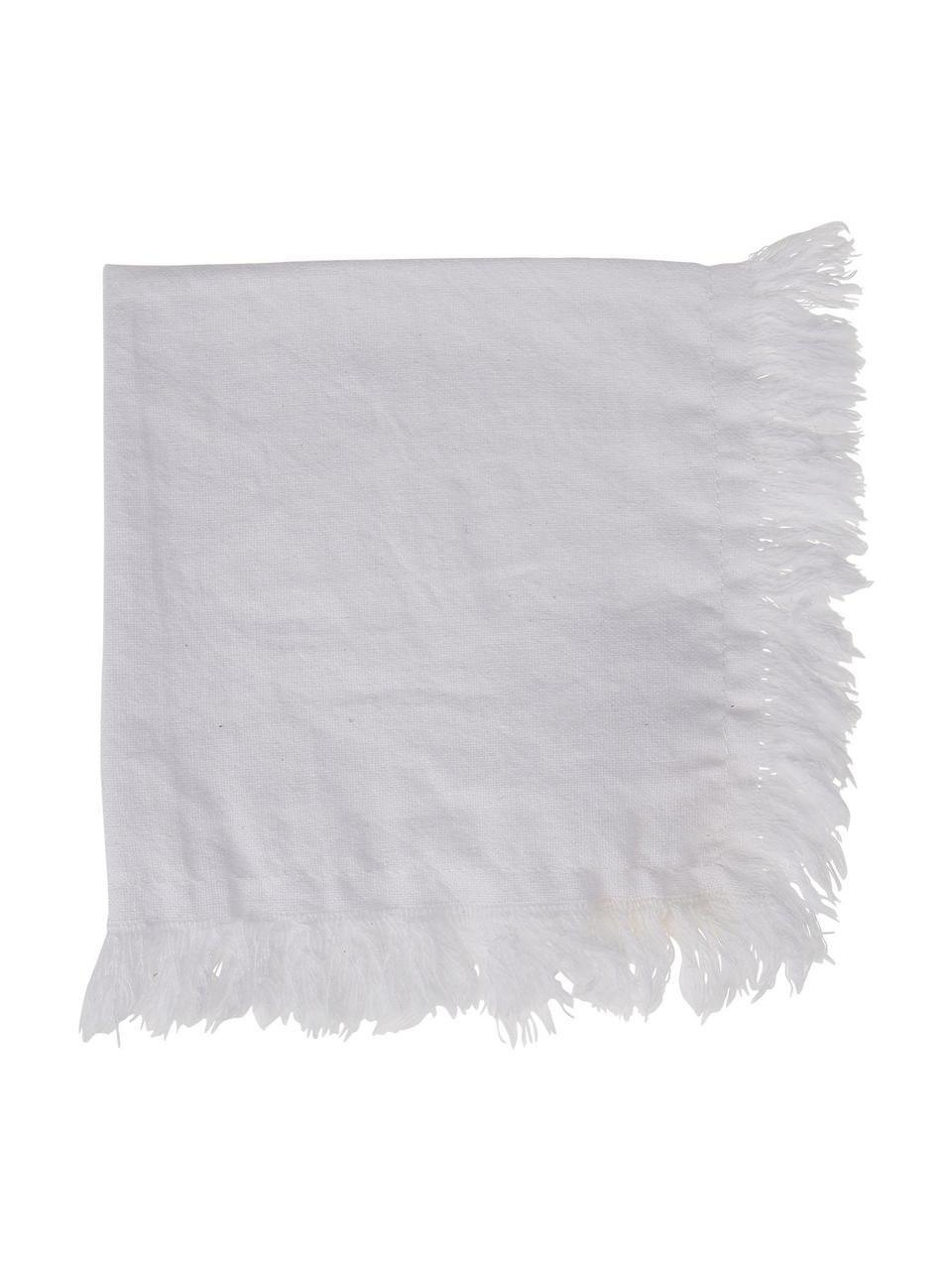 Serwetka z bawełny z frędzlami Nalia, 2 szt., 100% bawełna, Biały, S 35 x D 35 cm