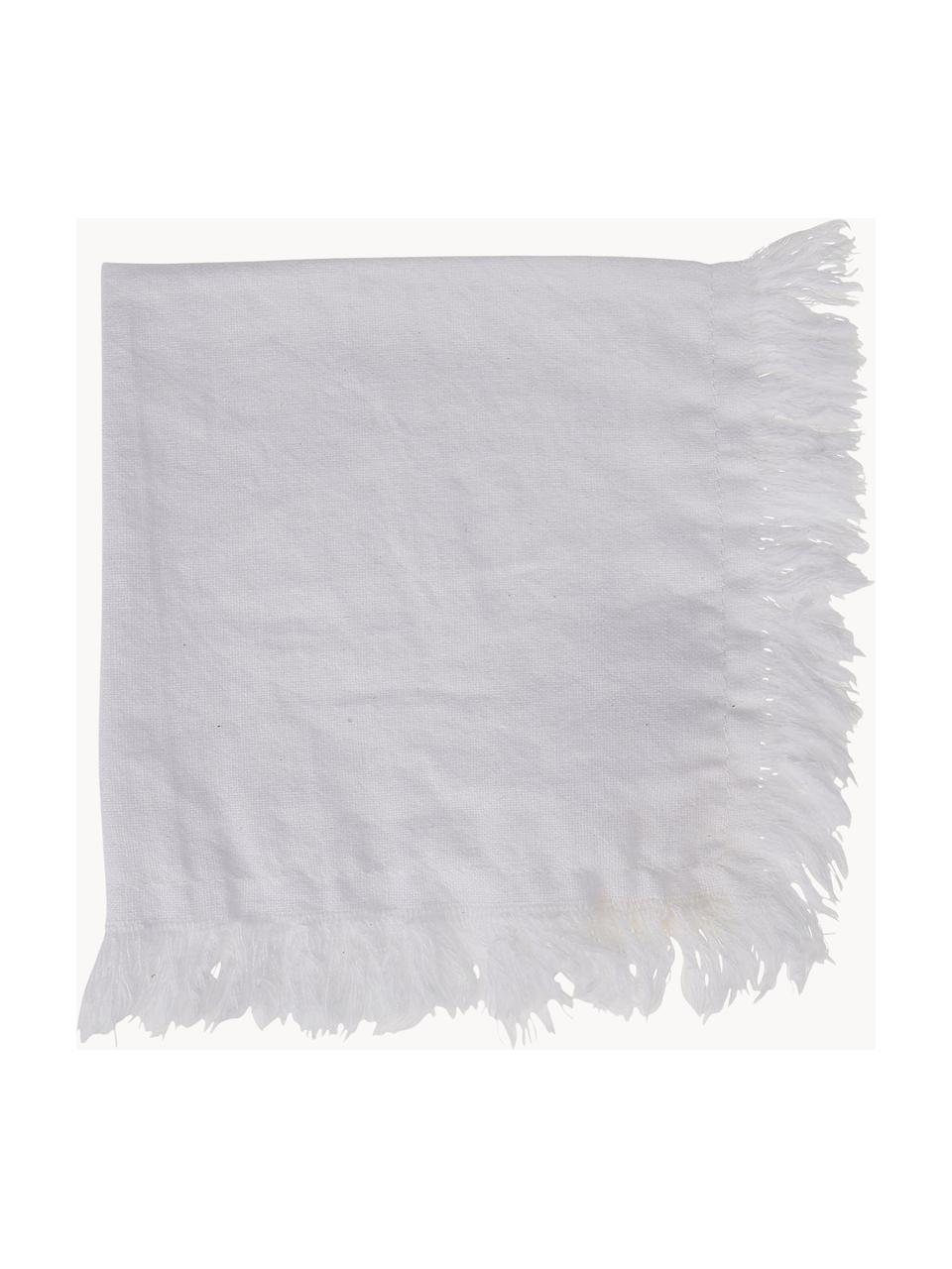 Stoffen servetten Nalia met franjes, 2 stuks, 100% katoen, Wit, B 35 x L 35 cm