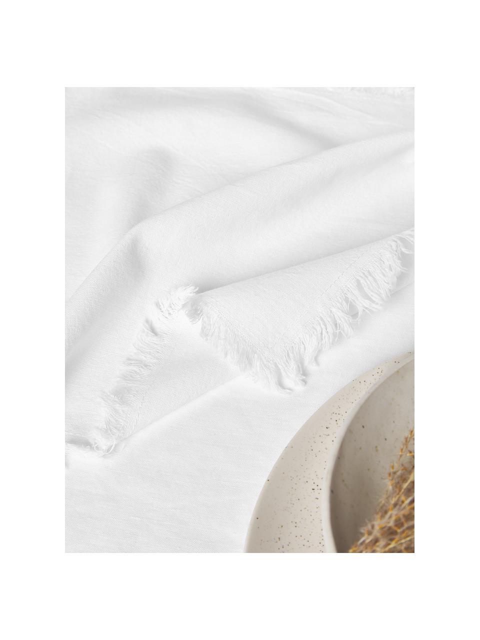 Stoffen servetten Nalia met franjes, 2 stuks, 100% katoen, Wit, B 35 x L 35 cm