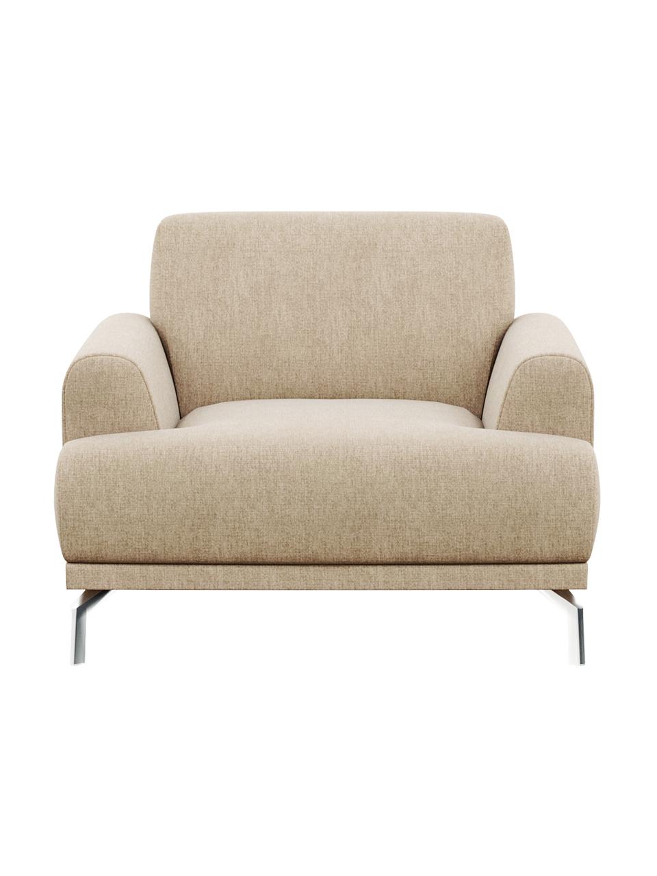 Poltrona Puzo, Rivestimento: 100% poliestere, Sottostruttura: Compensato, Legno di fagg, Tessuto verde grigio, Larg. 95 x Prof. 84 cm