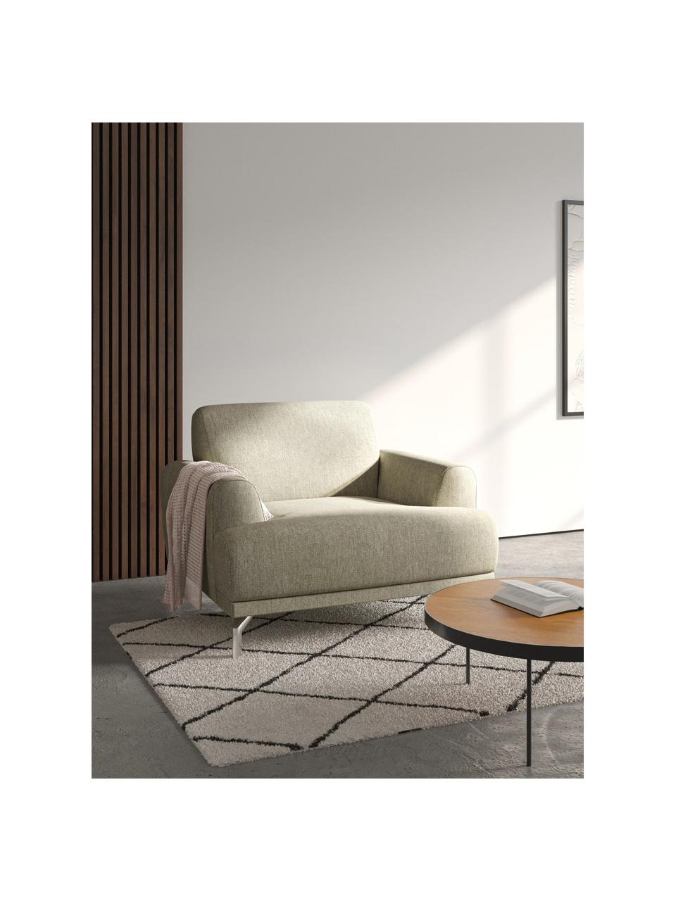 Sillón Puzo, Tapizado: 100% poliéster, Patas: metal, Tejido beige, An 95 x F 84 cm