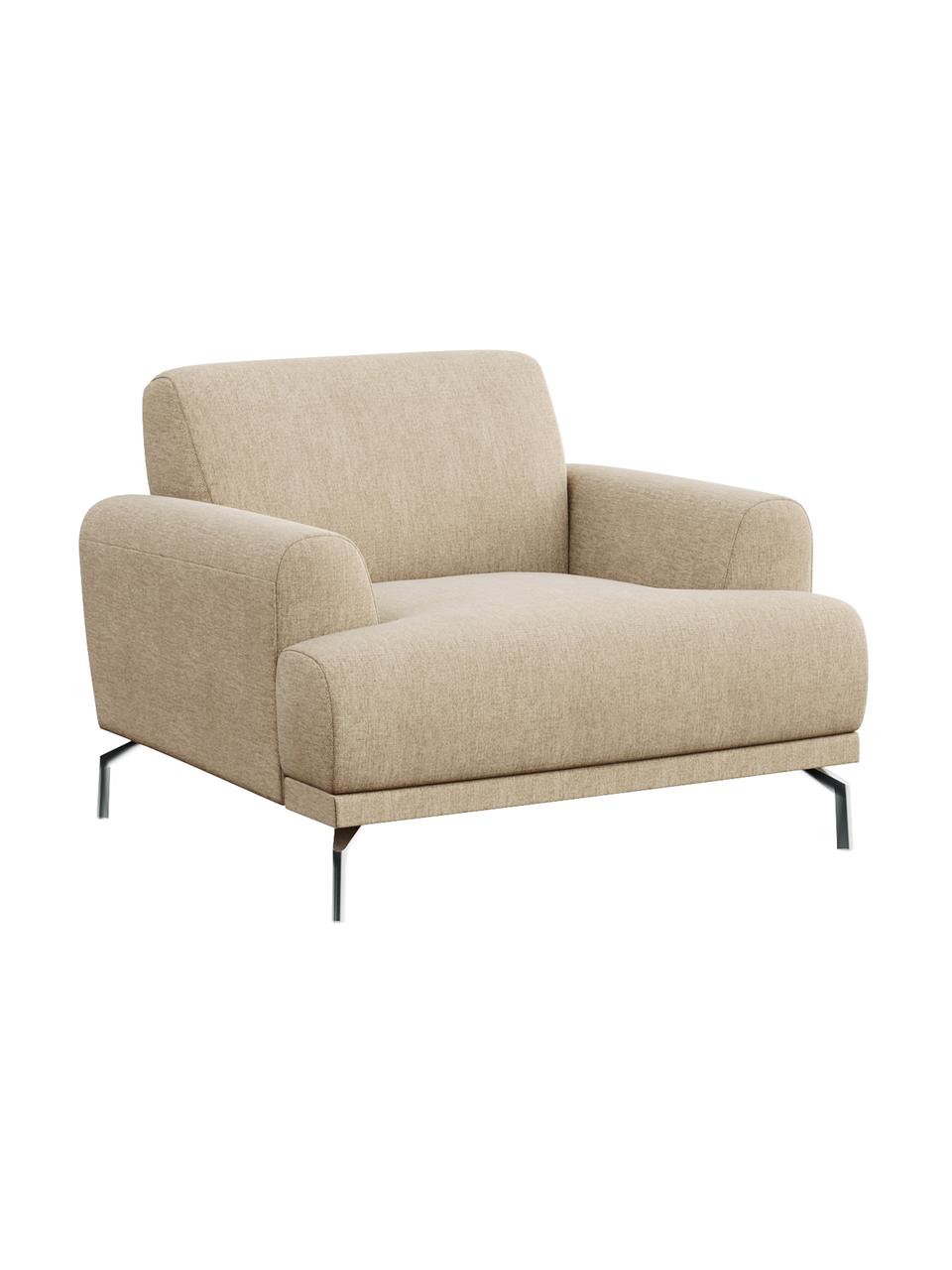 Poltrona Puzo, Rivestimento: 100% poliestere, Sottostruttura: Compensato, Legno di fagg, Tessuto verde grigio, Larg. 95 x Prof. 84 cm