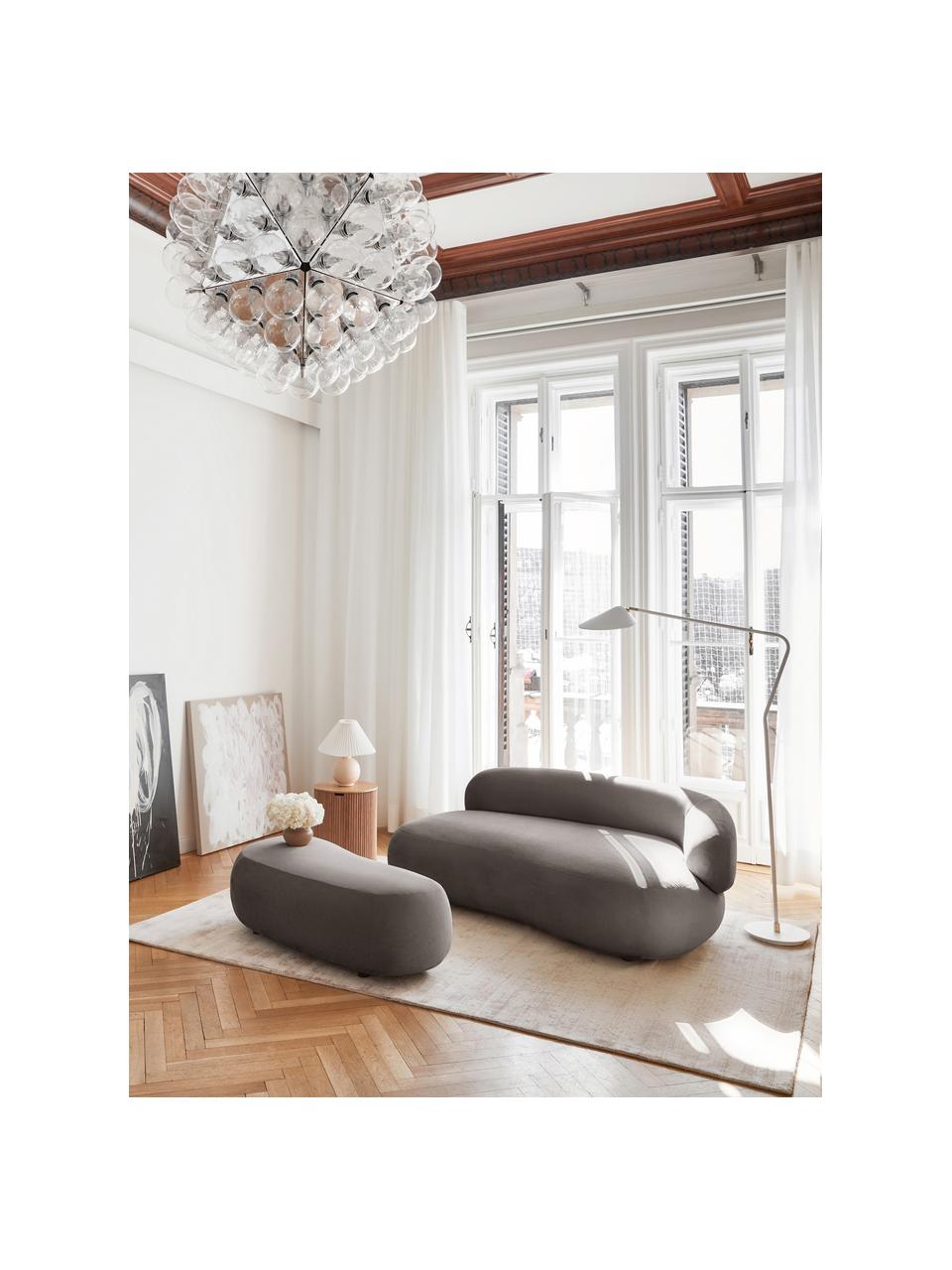 Sofá riñón Alba (2 plazas), Tapizado: 97% poliéster, 3% nylon A, Estructura: madera de abeto maciza, m, Patas: plástico, Tejido gris, An 185 x F 114 cm, respaldo izquierdo