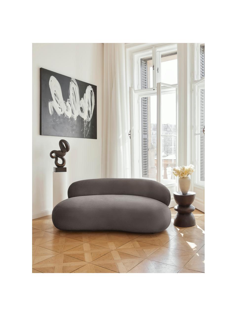 Bank Alba (2-zits), Bekleding: 97% polyester, 3% nylon M, Frame: massief sparrenhout, berk, Poten: kunststof Dit product is , Geweven stof taupe, B 185 x D 114 cm, rugleuning links