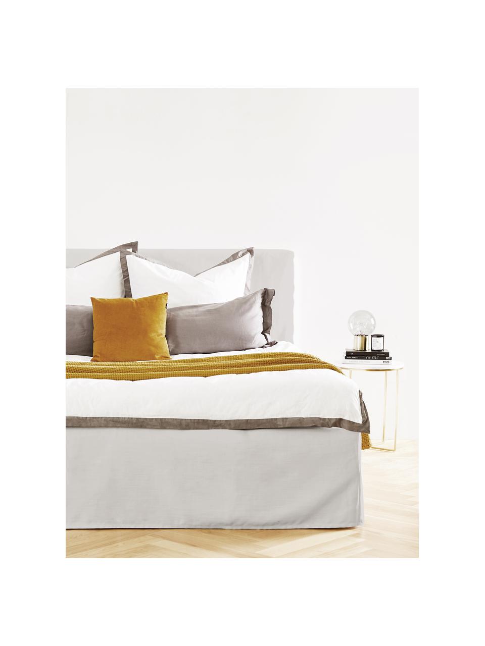 Gestoffeerd bed Feather met opbergruimte in beigegrijs, Frame: massief grenenhout en pla, Bekleding: polyester (gestructureerd, Geweven stof beigegrijs, 180 x 200 cm