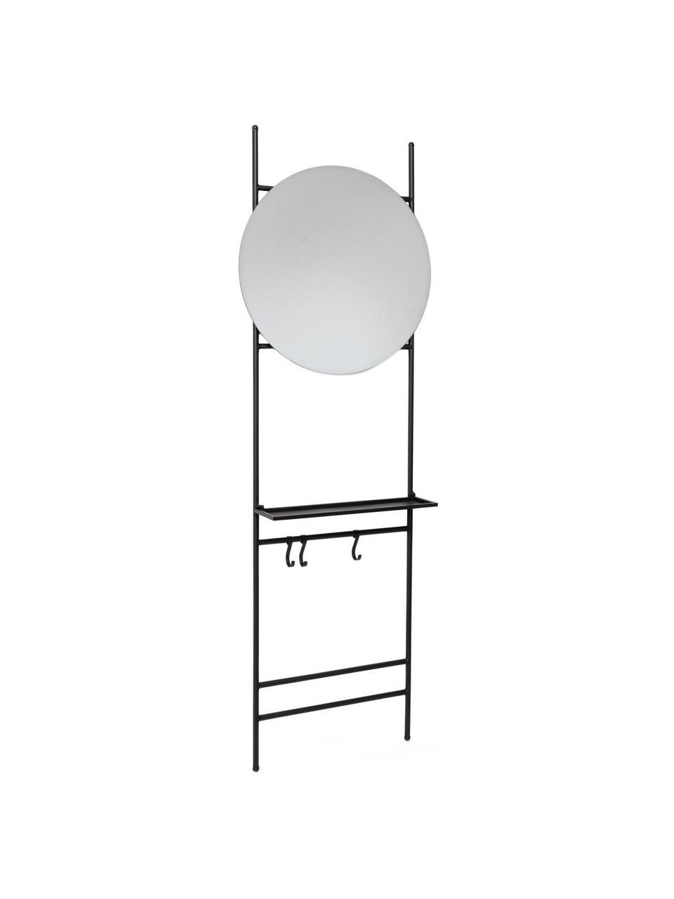 Kapstok Nucleos met spiegel, Frame: gepoedercoat staal, Zwart, B 59 x H 180 cm