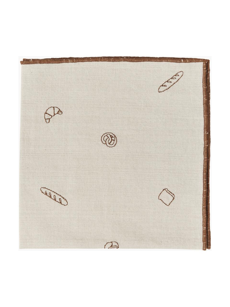 Serviette de table en tricot avec passepoil Bread, 100 % coton, Beige, brun, larg. 45 x long. 45 cm