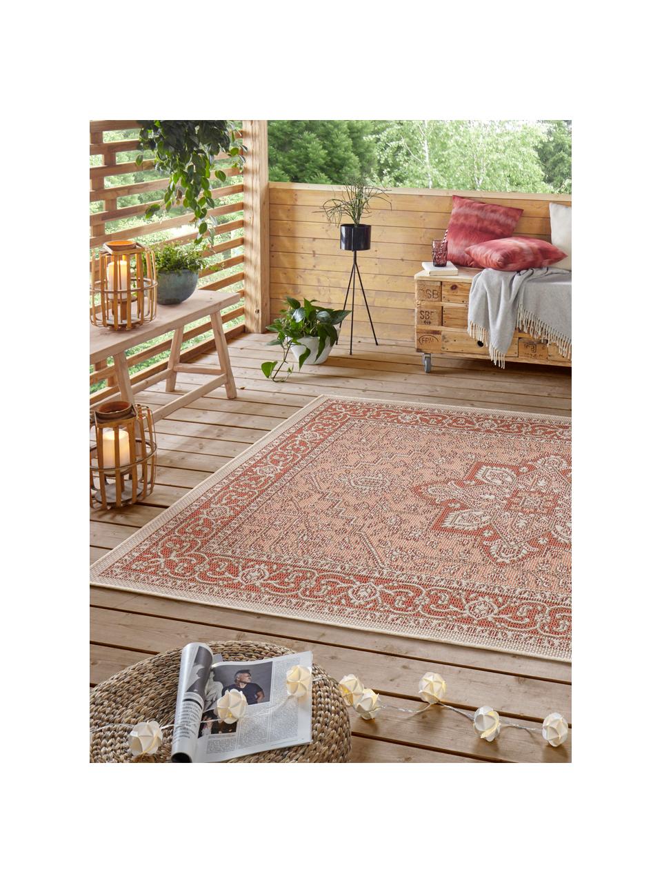 In- & Outdoor-Teppich Anjara im Vintage Style, 100% Polypropylen, Terrakottarot, Beige, B 200 x L 290 cm (Größe L)