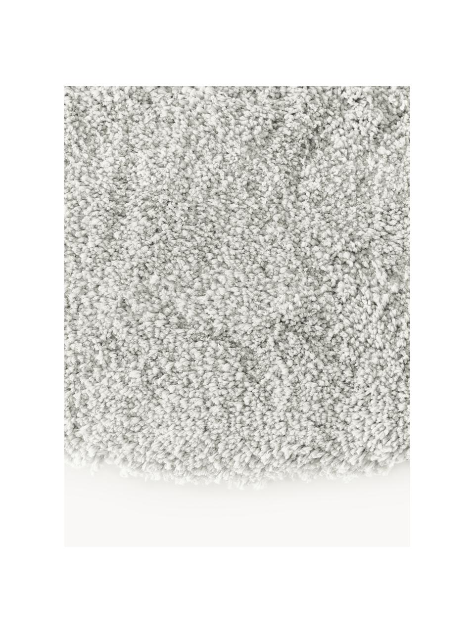 Pluizig rond hoogpolig vloerkleed Leighton, Bovenzijde: microvezels (100% polyest, Onderzijde: 70% polyester, 30% katoen, Lichtgrijs, Ø 150 x H 3 cm (maat M)