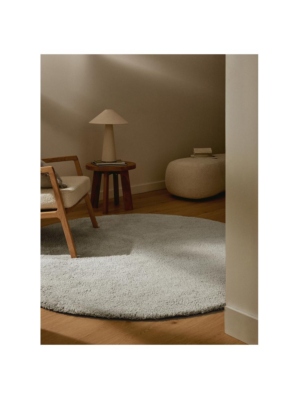 Tapis rond épais et moelleux Leighton, Gris clair, Ø 150 cm (taille M)