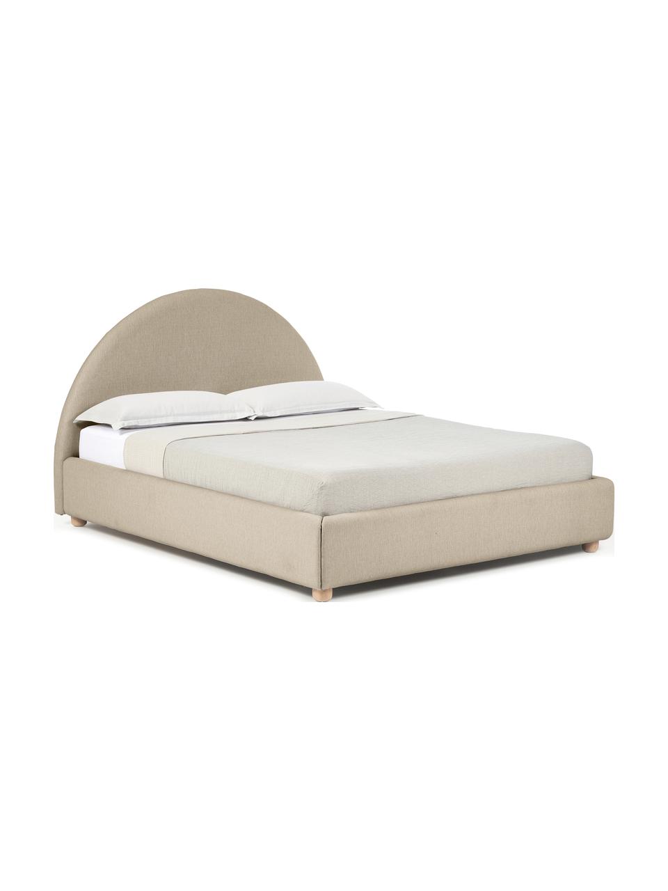 Lit coffre matelassé Ebba, Tissu beige foncé, larg. 140 x long. 200 cm