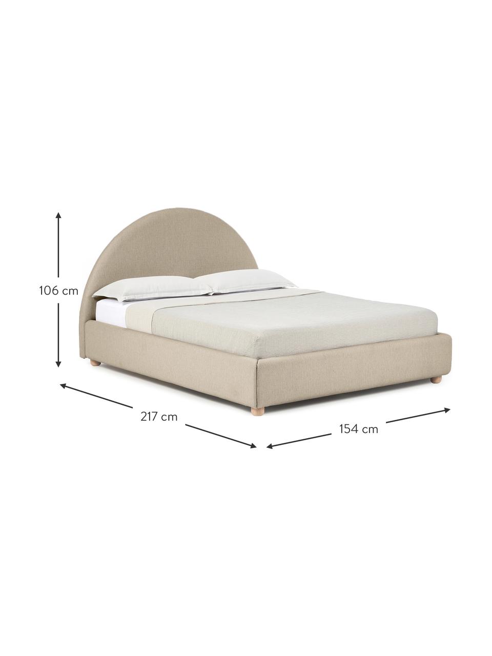 Lit coffre matelassé Ebba, Tissu beige foncé, larg. 140 x long. 200 cm