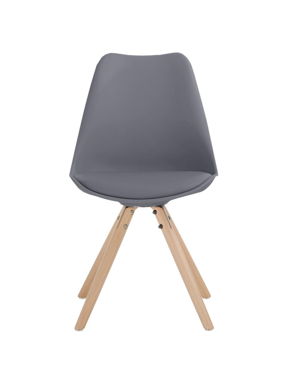 Krzesło z siedziskiem ze sztucznej skóry Max, 2 szt., Nogi: drewno bukowe, Ciemny szary, S 46 x G 54 cm