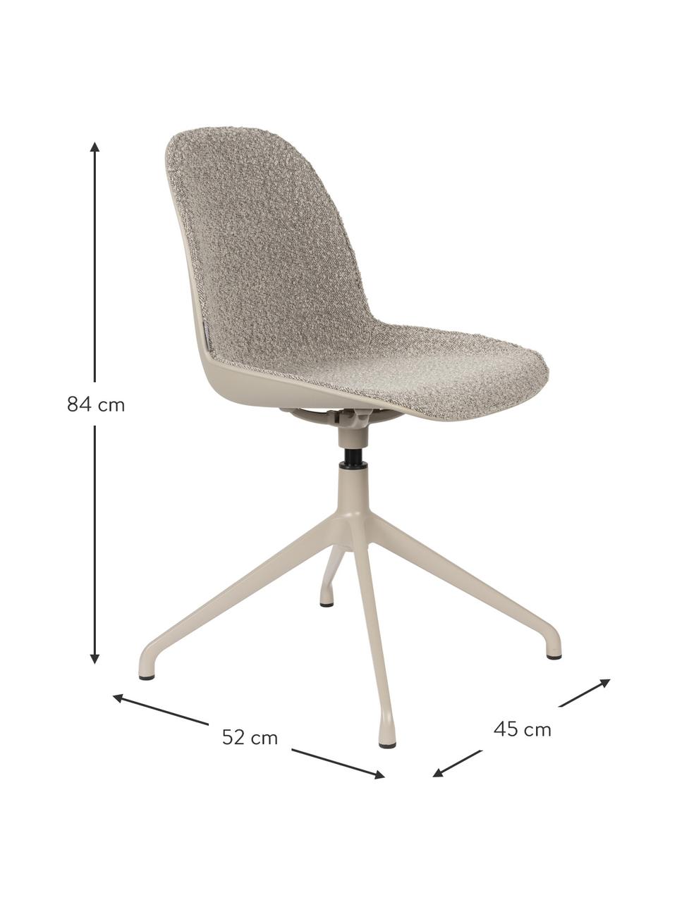 Bouclé draaistoel Albert in grijs, Bekleding: 100 % polyester, Frame: gecoat aluminium, Bouclé taupe, B 45 x D 52 cm