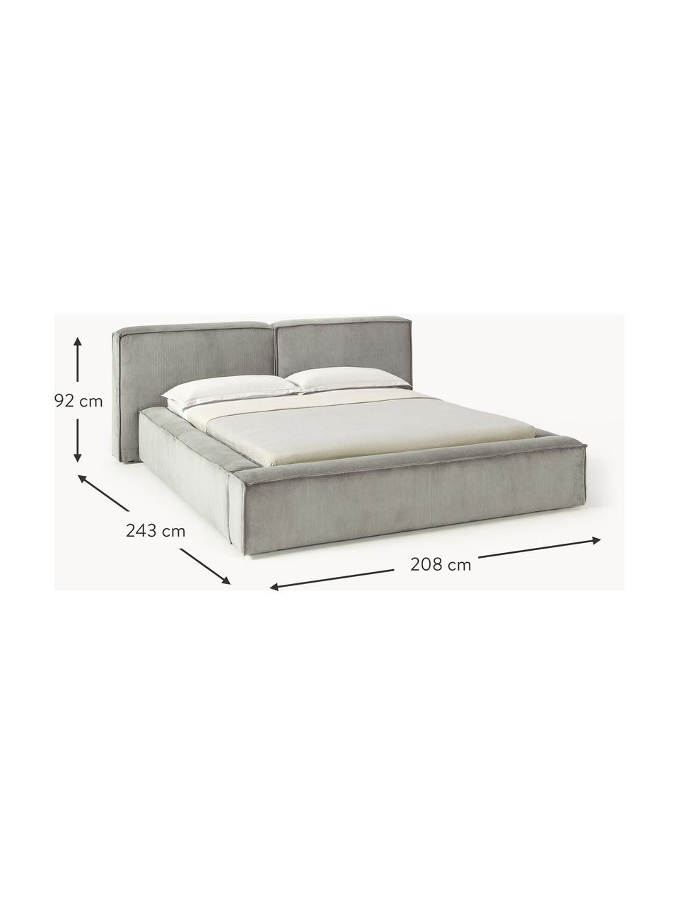 Čalúnená posteľ z menčestru Lennon, Menčestrová sivá, Š 208 x D 243 cm (spacia plocha 140 x 200 cm)