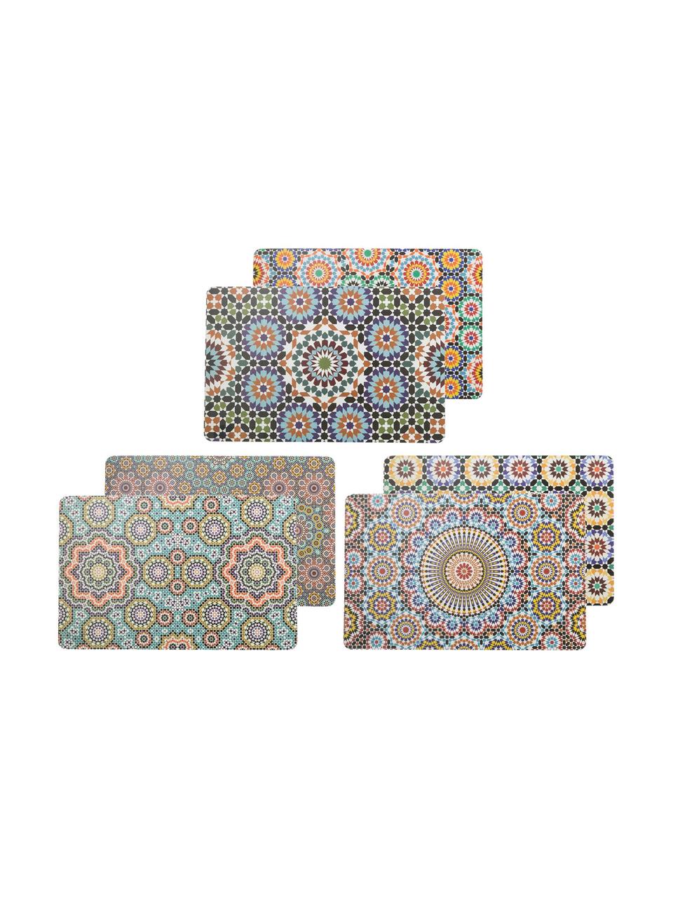 Kunststof placemats Marrakech Doubleface dubbelzijdig bedrukt, set van 6, Kunststof, Meerkleurig, B 30 x L 45 cm