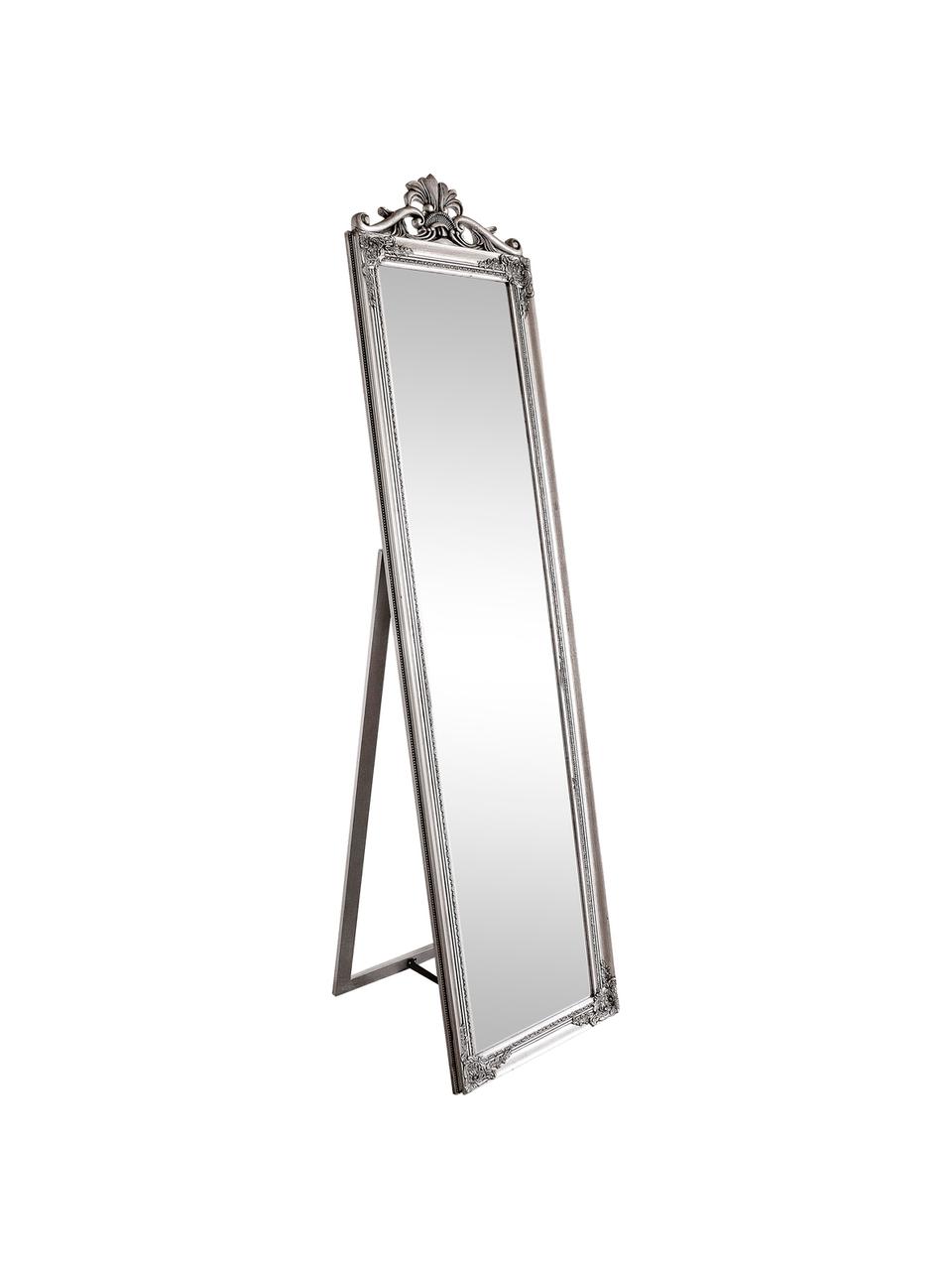 Standspiegel Miro mit silbernem Holzrahmen, Rahmen: Holz, beschichtet, Spiegelfläche: Spiegelglas, Silberfarben, B 45 x H 180 cm