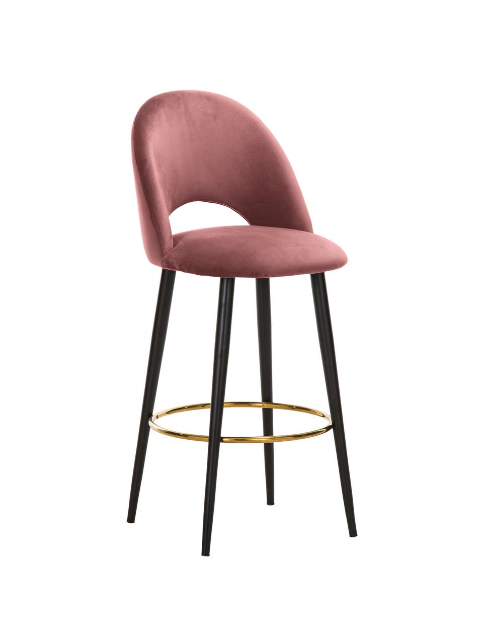 Zamatová barová stolička Rachel, Zamatová staroružová, Š 48 x V 110 cm