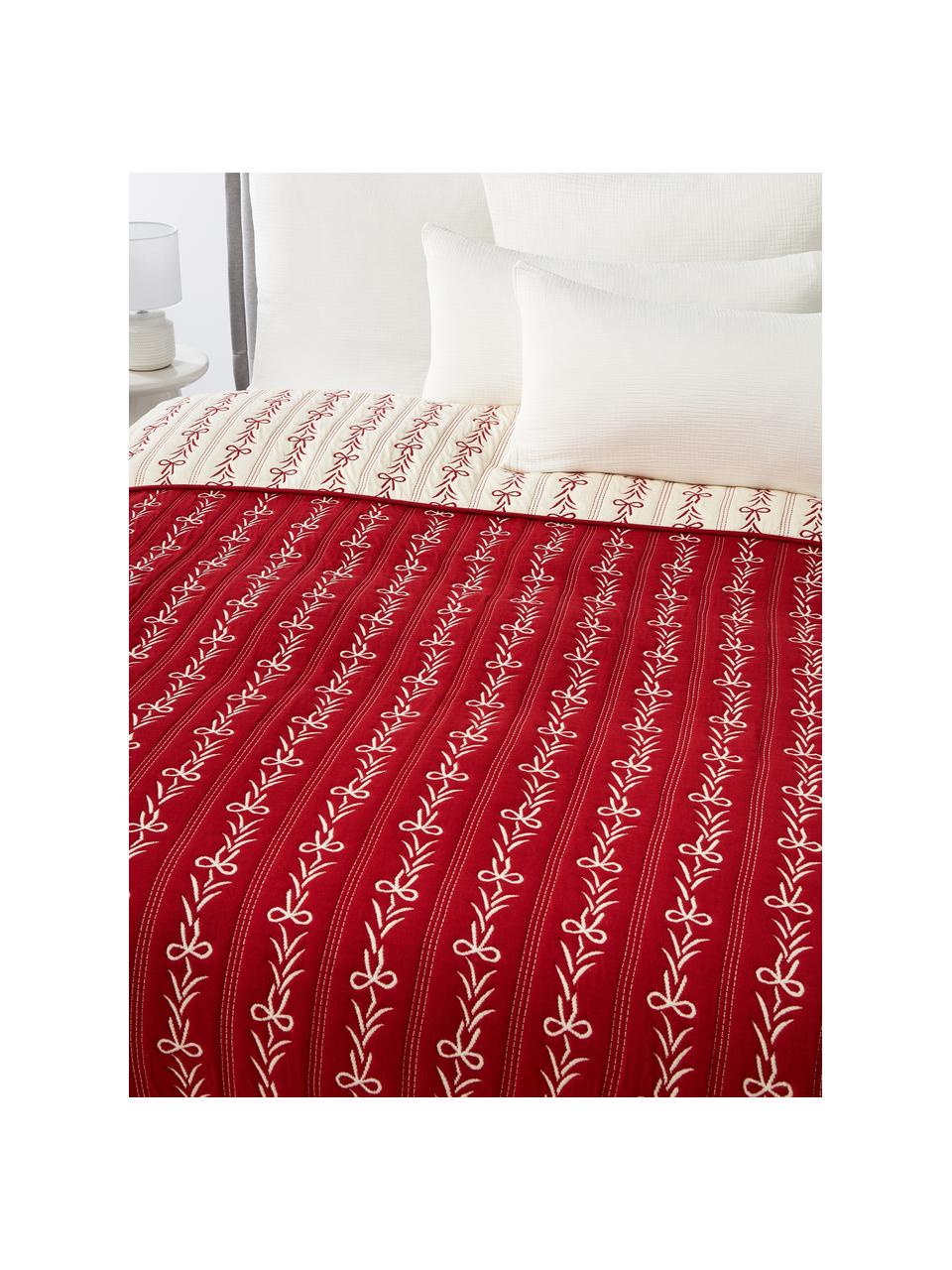 Copriletto trapuntato Juliet, Rivestimento: 100% cotone, Rosso, bianco crema, Larg. 180 x Lung. 250 cm  (per letti da 140 x 200 cm)