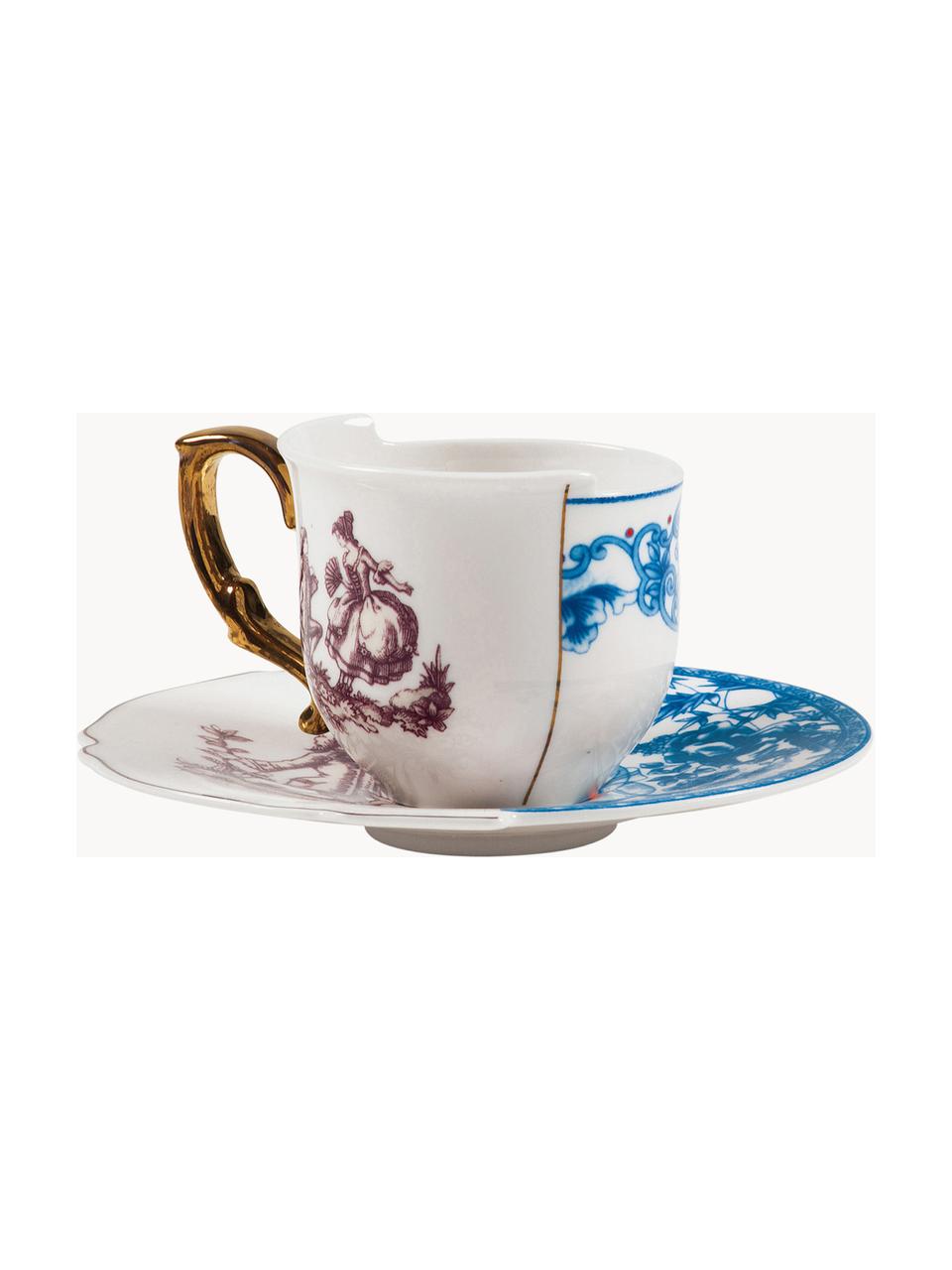 Handgefertigte Tasse Hybrid mit Untertasse, Fine Bone China, Mehrfarbig, Ø 7 x H 6 cm