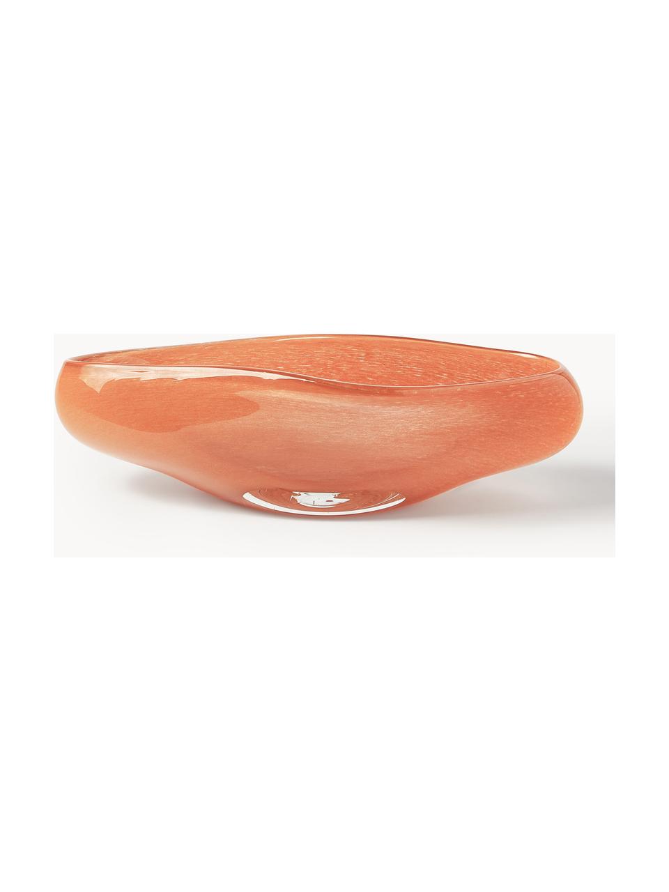 Handgemaakte decoratieve schaal Ashley van glas, Glas, Transparant oranje, B 43 x H 11 cm