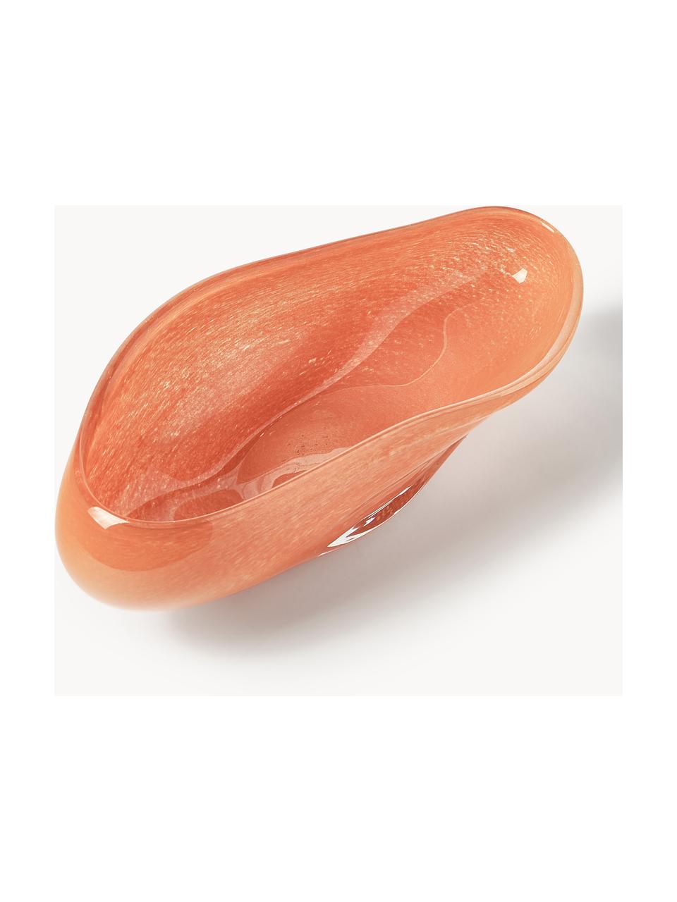 Handgemaakte decoratieve schaal Ashley van glas, Glas, Transparant oranje, B 43 x H 11 cm