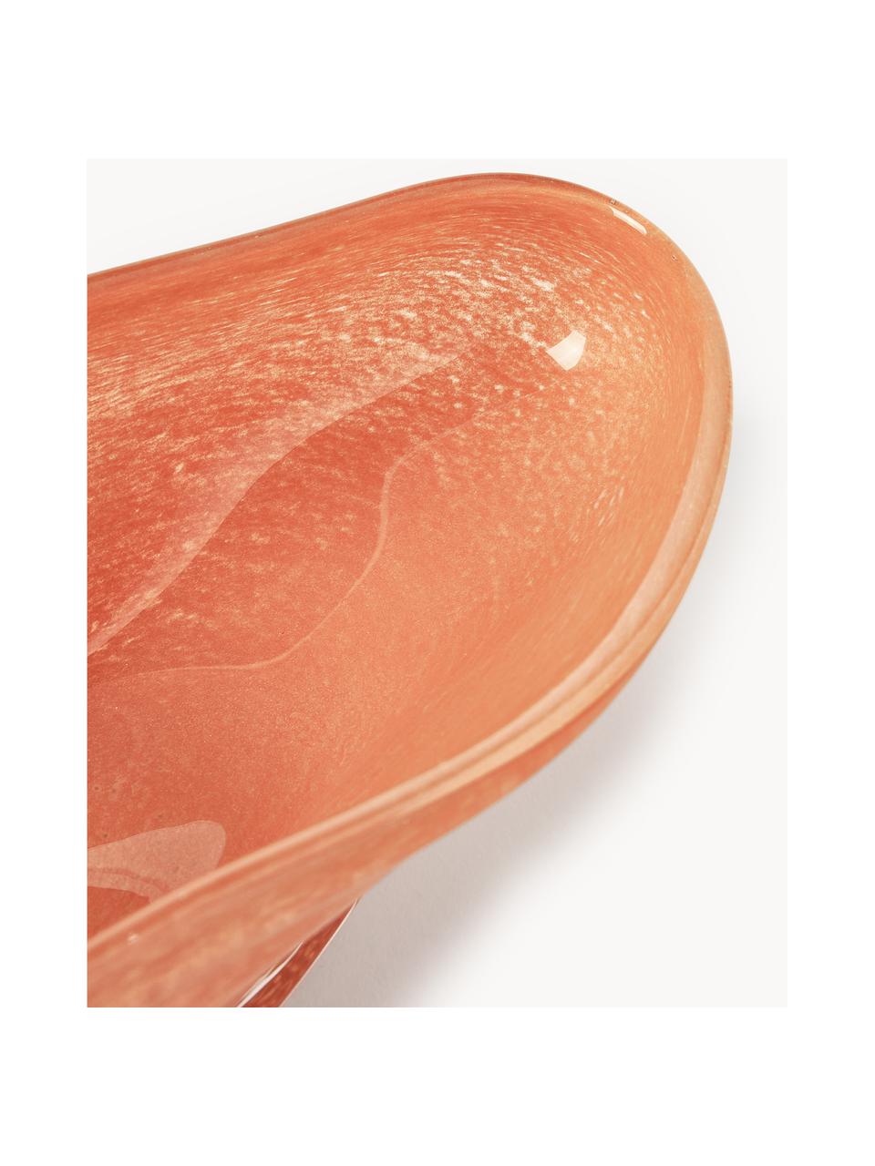 Handgemaakte decoratieve schaal Ashley van glas, Glas, Transparant oranje, B 43 x H 11 cm