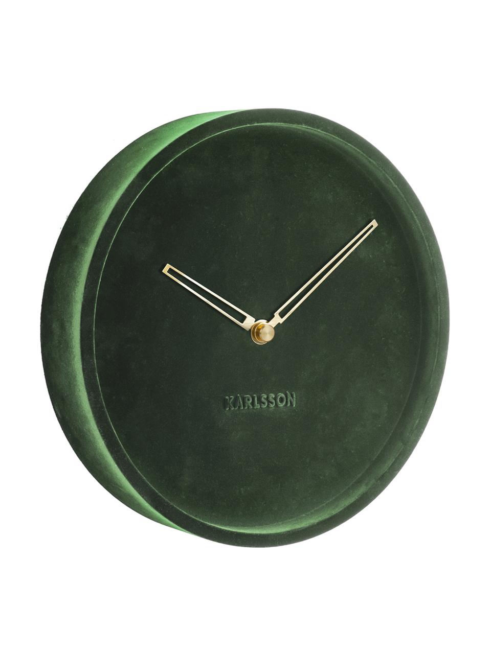 Orologio da parete in velluto Lush, Quadrante: velluto di poliestere, Verde, Ø 30 x P 6 cm