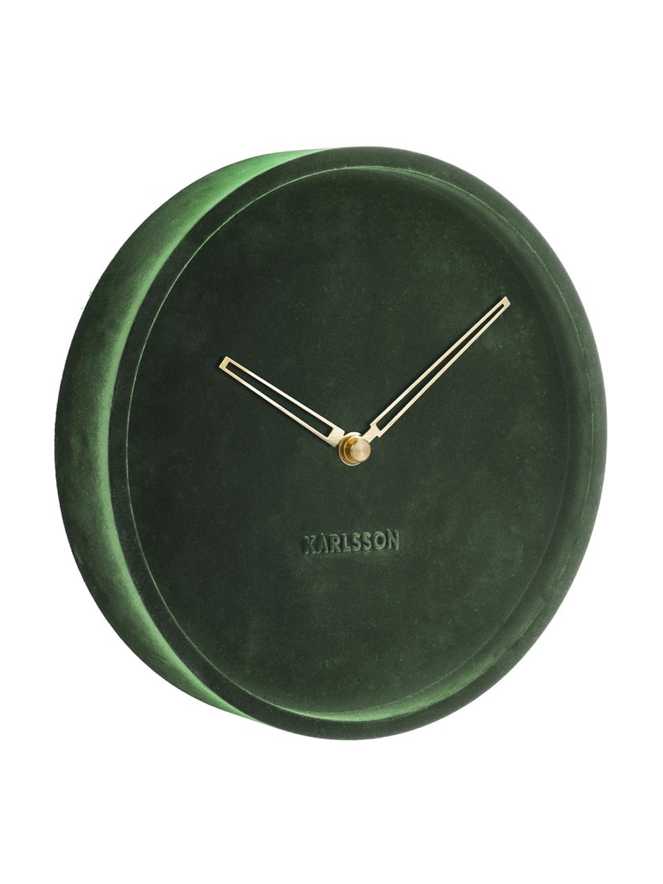 Zegar ścienny z aksamitu Lush, Przód i tył: zielony, Ø 30 x G 6 cm