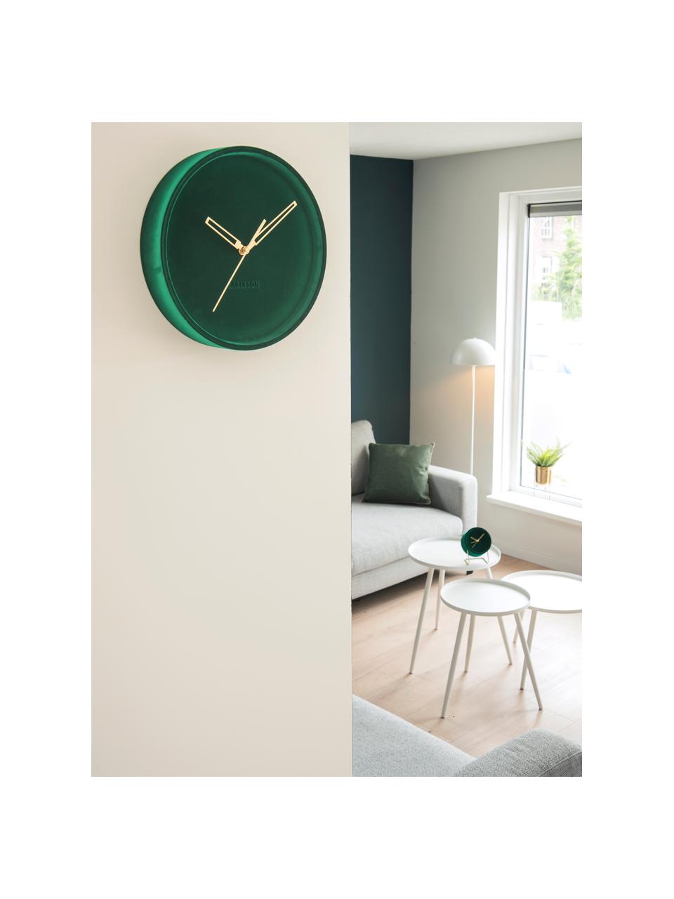 Zegar ścienny z aksamitu Lush, Przód i tył: zielony, Ø 30 x G 6 cm
